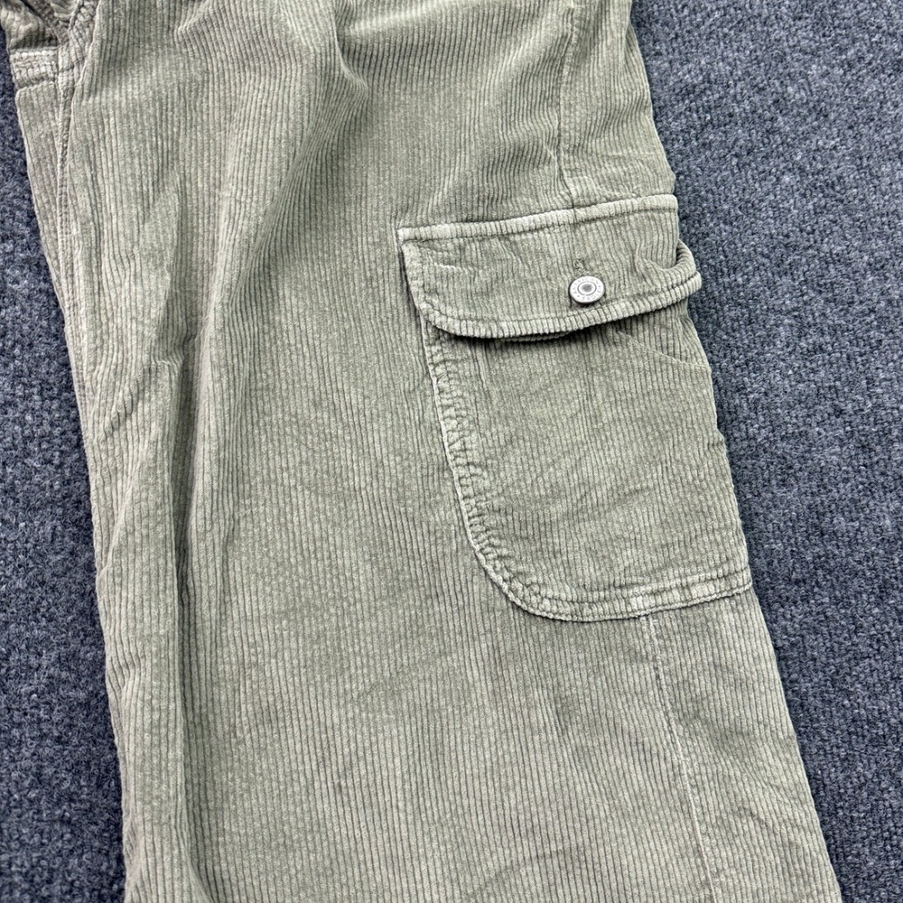 American Eagle Cargo Pants Womens 10 Green Tan Corduroy Wide Leg Skater Baggy - Picture 9 of 16